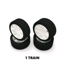 1 train pneus piste 1/10 jantes blanches FFVRC - HOT RACE