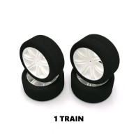 1 set of tyres 1/10 on white rims FFVRC - HOT RACE