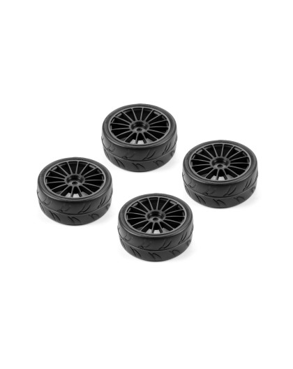 1/10 PRE-CUT SLICK BELTED TIRES RIGHT & LEFT (2+2) - HUDY - 803041