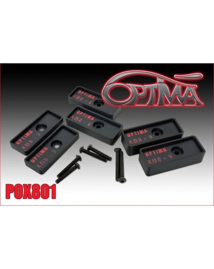 Réhausses d'aileron Xray XB8 (3-6-9mm) - OPTIMA - POX801