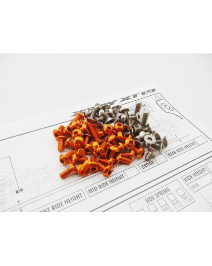 Kit visserie titane/alu hexagonale X1'19 Orange - HIRO SEIKO - 48412