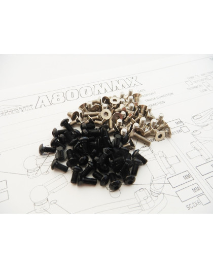  A800MMX EVO Titan/Alloy Hex Socket Screw Set [Black] - 48594 - HIRO 