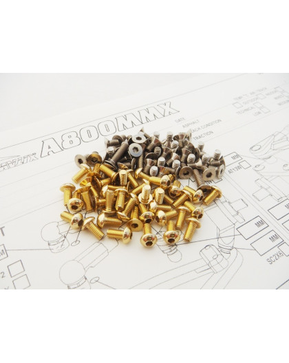  A800MMX EVO Titan/Alloy Hex Socket Screw Set [Gold] - 48593 - HIRO S