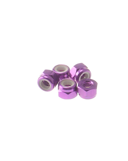 Ecrous nylstop alu 3mm Violet - HIRO SEIKO - 69221