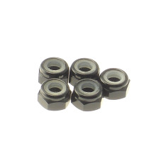 Ecrous nylstop alu 4mm Noir - HIRO SEIKO - 69229