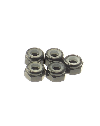 Ecrous nylstop alu 4mm Noir - HIRO SEIKO - 69229