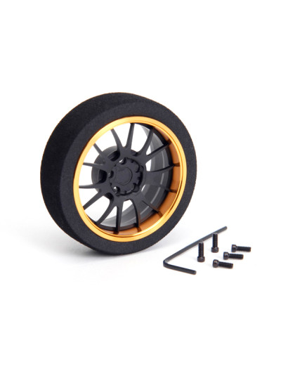 Volant radio jante alu 7 rayons Noir-Or - HIRO SEIKO - 69712