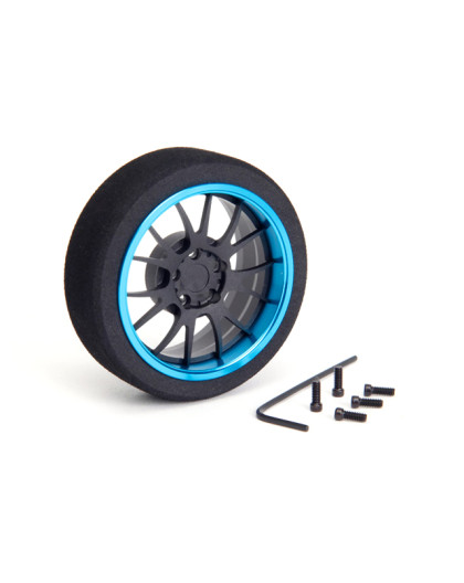 Volant radio jante alu 7 rayons Noir-Bleu clair - HIRO SEIKO - 69713