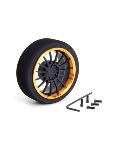 Volant radio jante alu 15 rayons Noir-Or - HIRO SEIKO - 69718