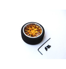 Volant radio jante alu 7 rayons Or-Argent - HIRO SEIKO - 69952