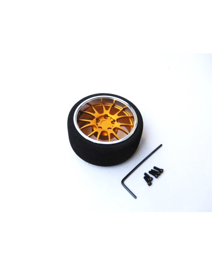 Volant radio jante alu 7 rayons Or-Argent - HIRO SEIKO - 69952