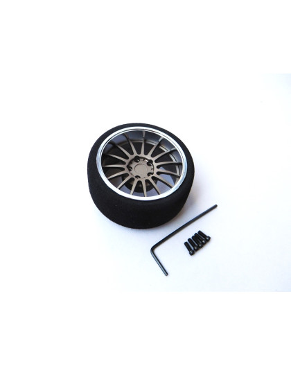 Volant radio jante alu 15 rayons Titane-Argent - HIRO SEIKO - 69955