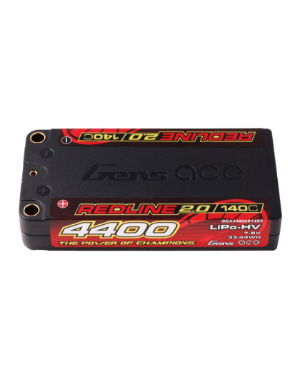 Lipo 2S 4400mah 7.6V HV 140C Shorty PK5 - GENS ACE - GA44002S14S5