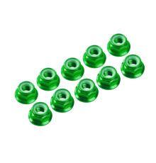 3MM. ALU. NYLON NUT W/FLANGED GREEN (10pcs) - UR1503-GR - ULTIMATE