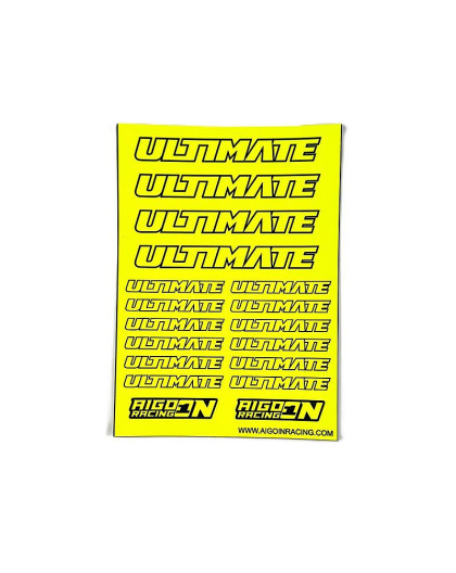 Stickers Ultimate Jaune Fluo sur format A6 - AIGOIN RACING - AR3017