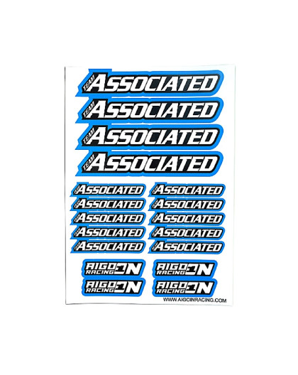 Stickers Associated Bleu sur format A5 - AIGOIN RACING - AR3015