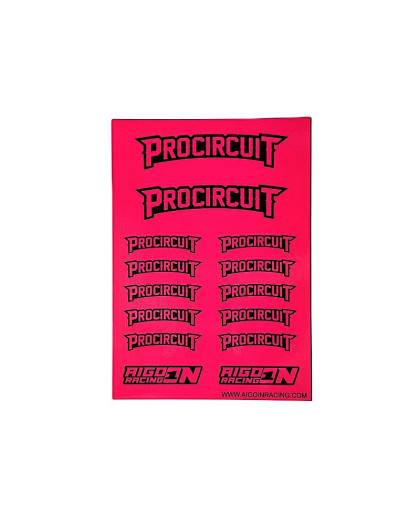 Stickers Procircuit Rose Fluo sur format A6 - AIGOIN RACING - AR3028