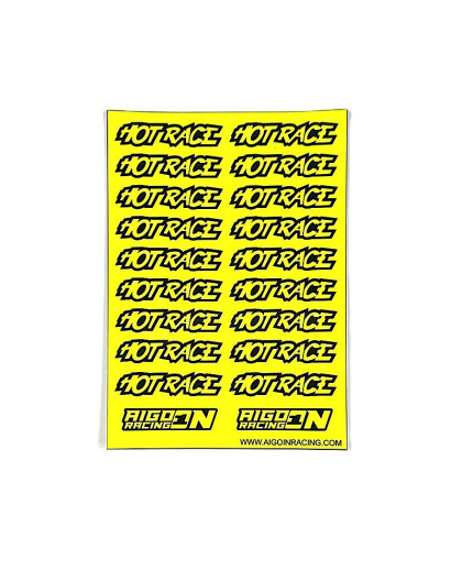 Stickers Hot Race Jaune Fluo sur format A6 - AIGOIN RACING - AR3041