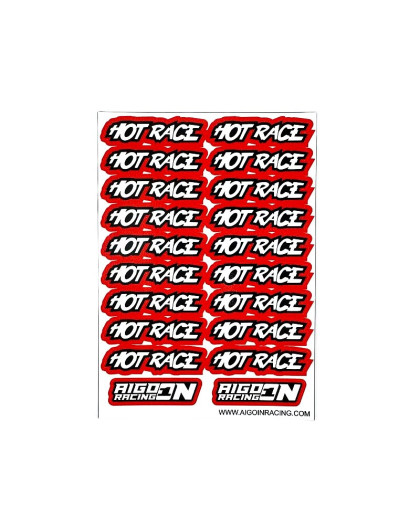 Stickers Hot Race Rouge sur format A6 - AIGOIN RACING - AR3046