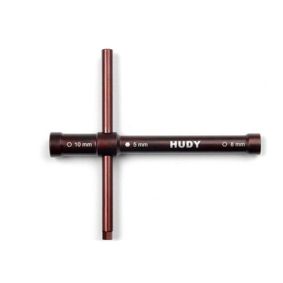 Cross Wrench Glowplug   8mm / Clutchnut   10mm - Long - HUDY - 107581