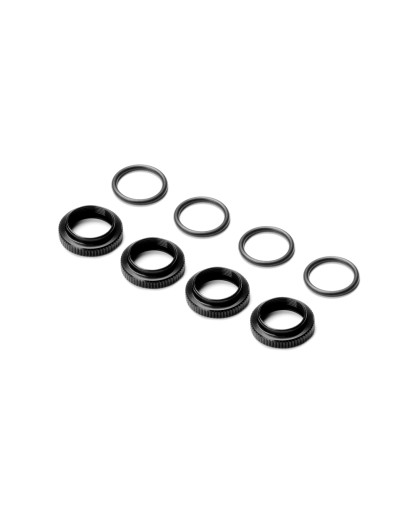 SHOCK ADJ. NUT ALU + O-RING - BLACK (4) - XRAY - 308040-K