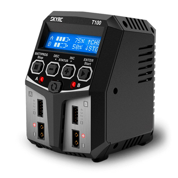 CHARGER T100  DUO LIPO 2-4S 0.1-5A 2X50W 240VAC - SKYRC - SK100162
