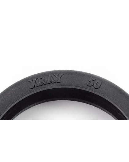 RUBBER TIRES + INSERTS, FRONT (50DEG) - 389650 - XRAY