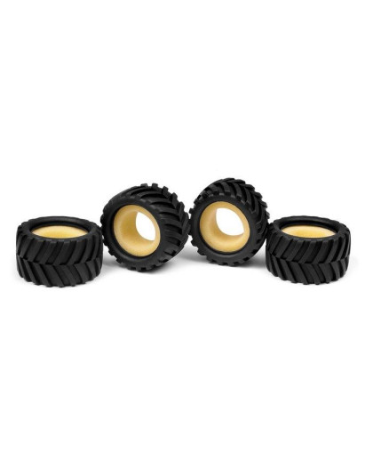 MICRO MONSTER TRUCK TIRE & INSERT - CHEVRON (4+4) - 389621 - XRAY
