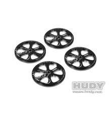 ALU SET-UP WHEEL FOR 1/10 RUBBER TIRES (4) - 109370 - HUDY