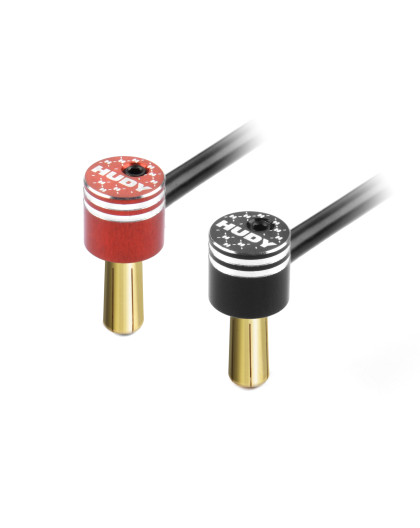ALU BULLET PLUG BLACK & RED WITH 5MM GOLDEN - SET - HUDY - 293211