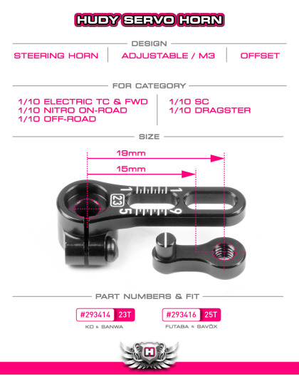 ALU ADJUSTABLE CLAMP STEERING SERVO HORN - 25T - HUDY - 293416