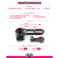 ALU ADJUSTABLE CLAMP STEERING SERVO HORN - 23T - HUDY - 293414