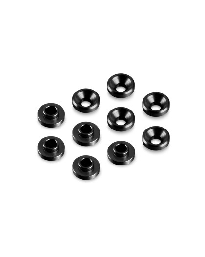 ALU COUNTERSUNK SERVO SHIM - BLACK (10) - HUDY - 296509-K