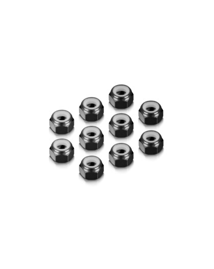 Ecrous alu 4mm Noir (10) - HUDY - 296540-K