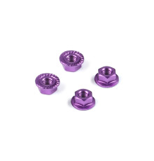 Ecrous alu 4mm cranté et épaulé - Violet (4) - HUDY - 296541-V