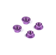 ALU NUT M4 WITH SERRATED FLANGE - VIOLET (4) - HUDY - 296541-V
