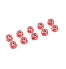 TEAM CORALLY - ALUMINIUM NYLST OP NUT - M4 - RED - 10 PCS - C-31035 -