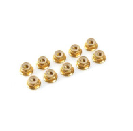 TEAM CORALLY - ALUMINIUM NYLST OP NUT - M3 - FLANGED - GOLD - - C-311