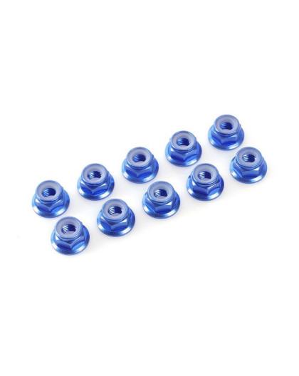 TEAM CORALLY - ALUMINIUM NYLST OP NUT - M4 - FLANGED - BLUE - - C-311