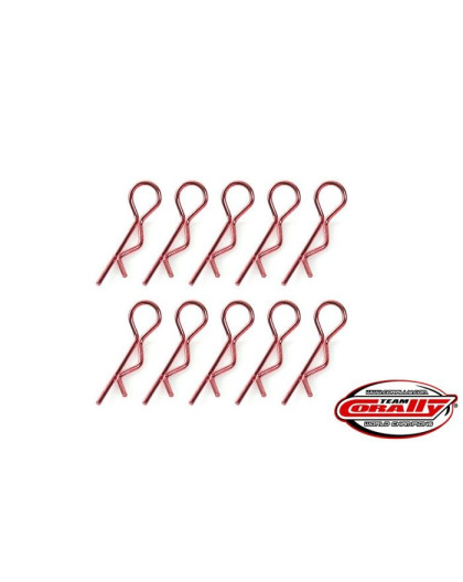 TEAM CORALLY - BODY CLIPS - 45 BENT - MEDIUM - RED - 10 PCS - C-35111