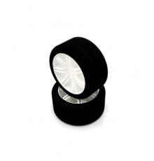 Pneus piste 1/10 arrière 40 Shore jantes blanches FFVRC (2) -HOT RACE