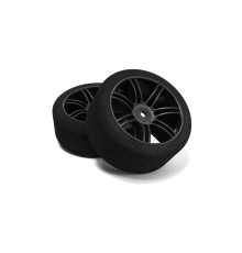 Pair of rear tyres 1/10 Shore 40 on carbon rims - HOT RACE