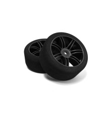 Pair of front tyres 1/10 Shore 32 on carbon rims - HOT RACE