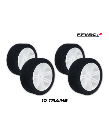 10 sets of tyres 1/10 on white rims FFVRC - HOT RACE