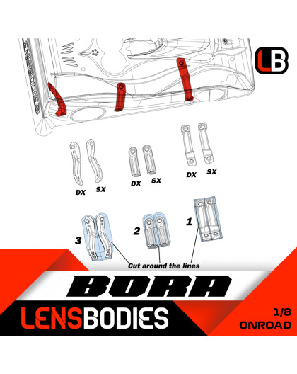 Renforts carrosserie 1/8 Piste Bora - HOT RACE