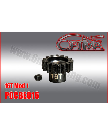 16t 1/8th Pinion 5mm Bore Mod 1 - OPTIMA - POCBE016