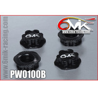 Serrated 1/8 Wheel Nut 1.0mm Black (4) - 6MIK - PW0100B