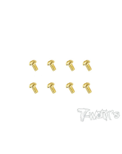 2.5mmx4mm Gold Steel Button Head Screws (8pcs) - T-WORKS - GSS-2504B