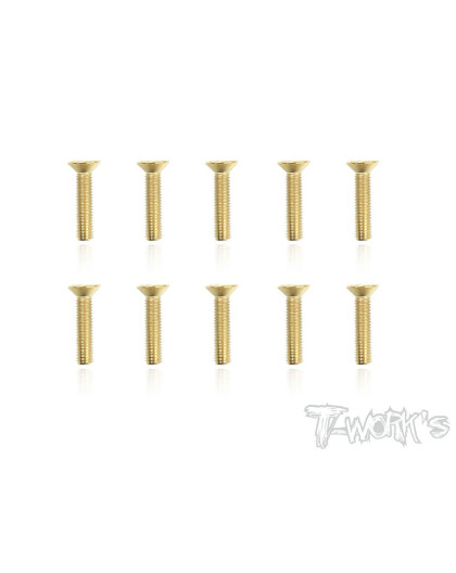 Screws GOLD FHC 3x14mm (10) - T-WORKS - GSS-314C