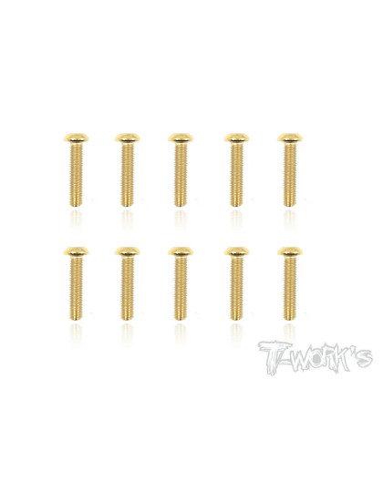3mmx14mm Gold Button Head Screws (10pcs) - T-WORKS - GSS-314B